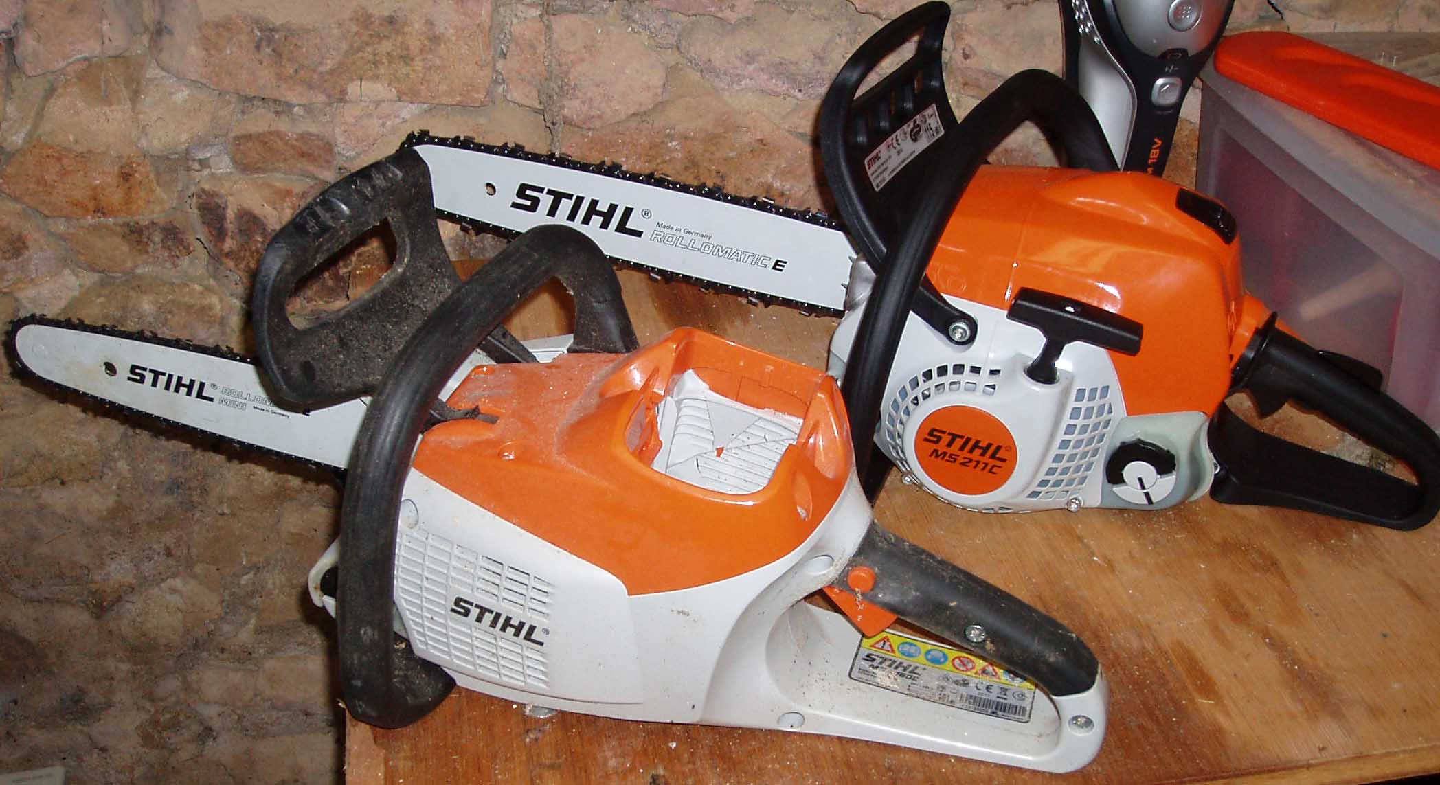 Image of His and hers chainsaws